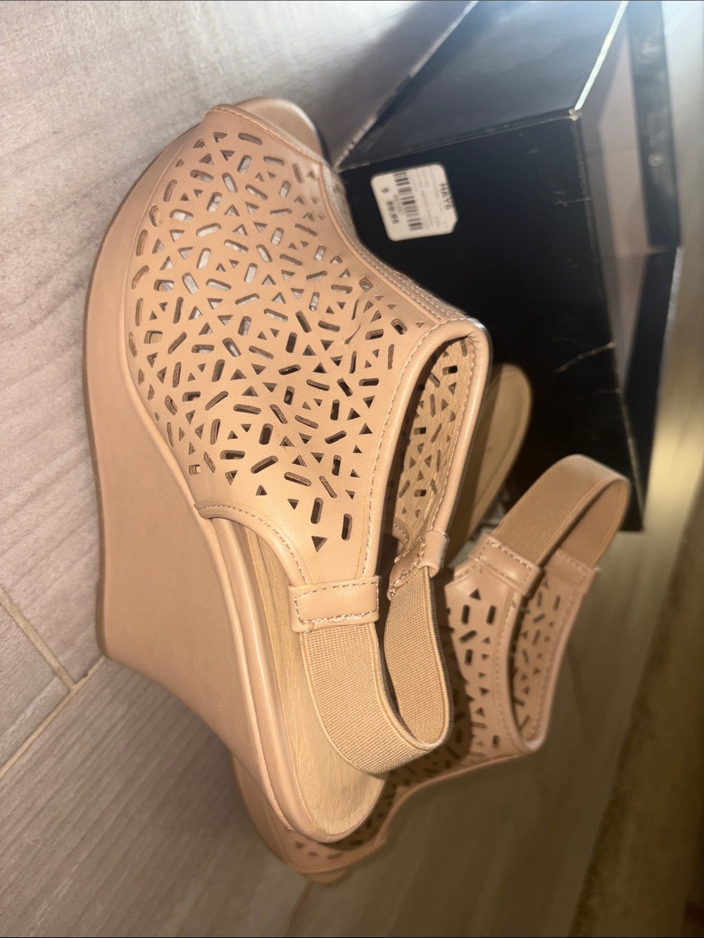 Chinese Laundry Nude Laser-Cut Slingback Wedge Sandals
